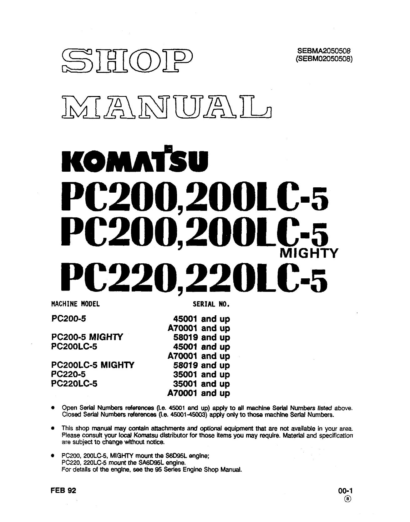 PC200 PC200LC-5 PC220 PC220LC-5 Shop Manual